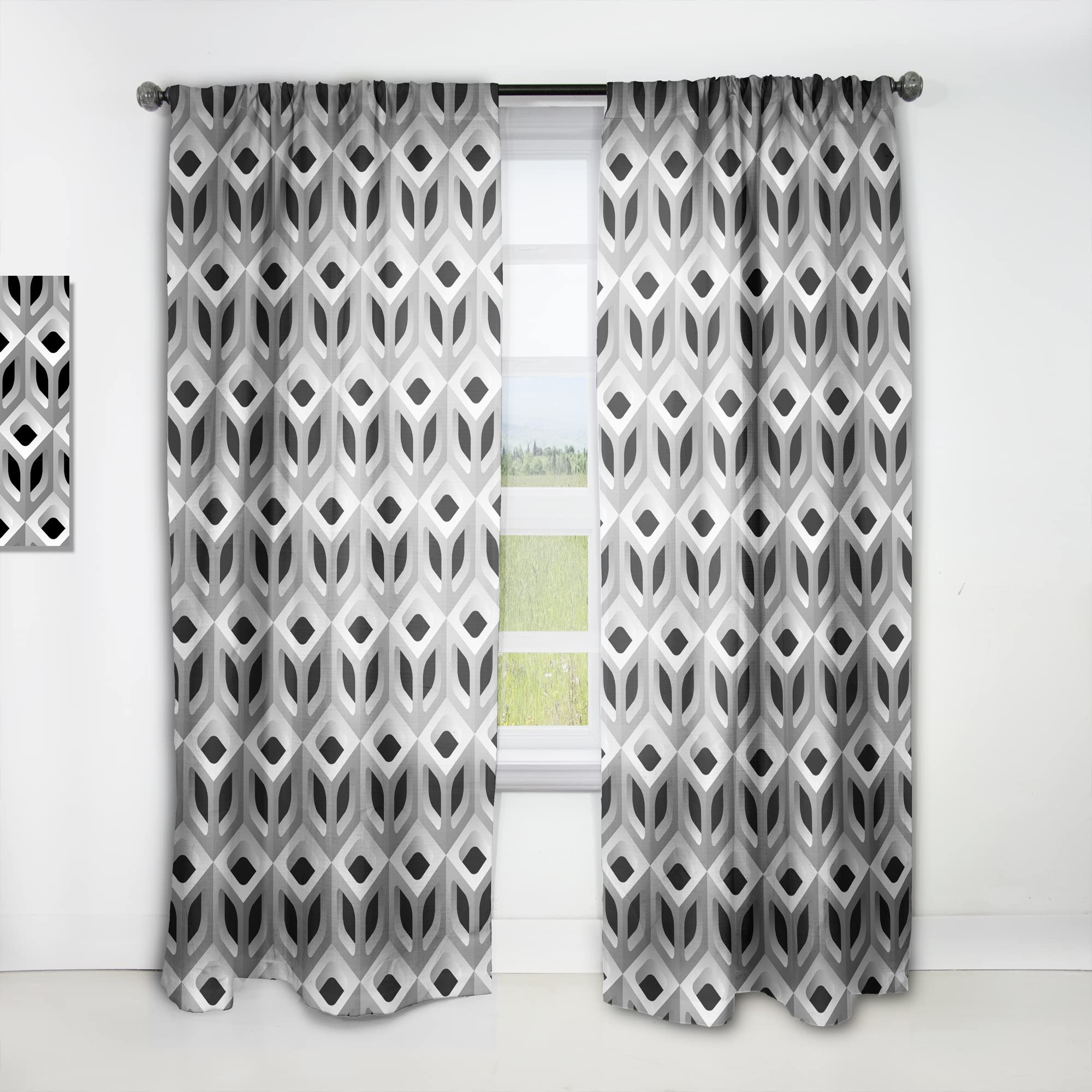 DesignQ 3D Lattice Pattern Thermal Insulated Curtains - Single Panel 52x95 Inch - Blackout Drapes for Bedroom & Living Room - Perfect for Home Decor and Light Control