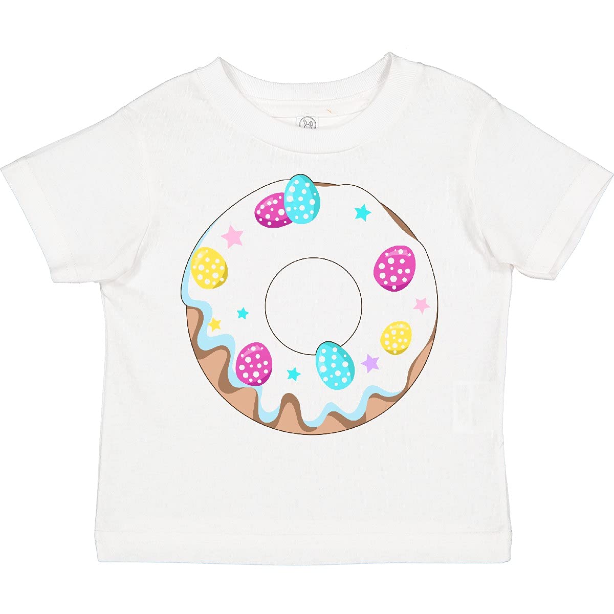 Inktastic Easter Donut with Pastel Eggs Frosting and Stars Toddler T-Shirt - Cute Easter Outfit for Toddlers, Boys & Girls - Perfect for Easter Egg Hunt, Spring Party & Family Photos