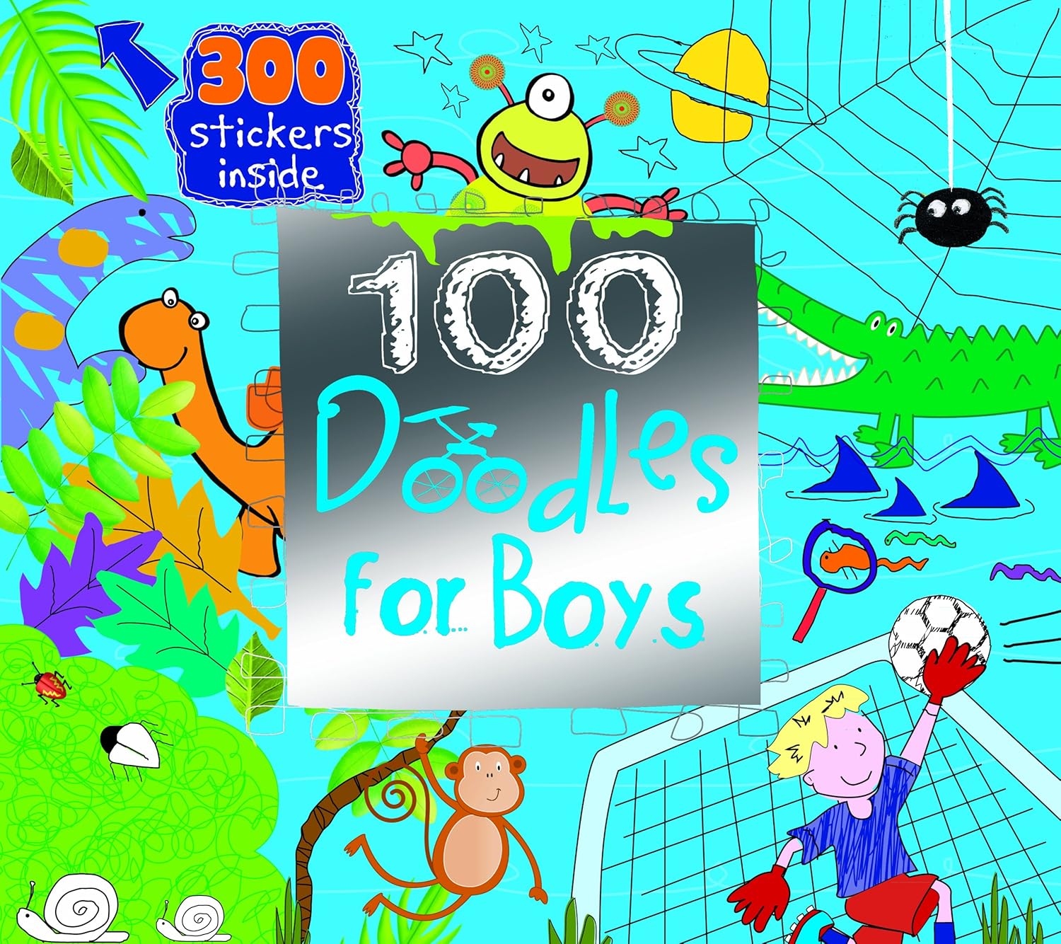 100 Doodles For Boys - Spiral Bound Sketchbook | Creative Drawing Book for Kids Ages 6-12 | Perfect for Art Class, Travel & Birthday Gifts