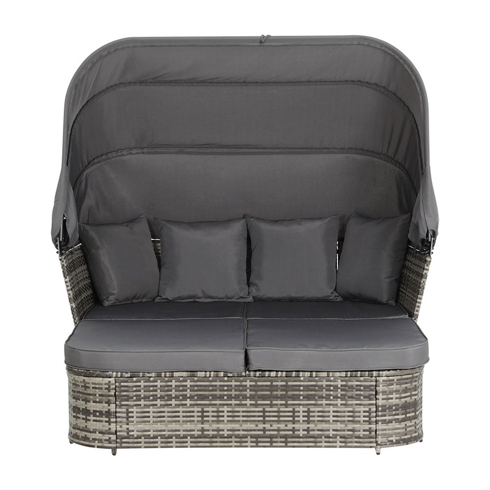 Extra Large Outdoor Day Bed with Canopy - Grey Weather-Resistant Patio Lounge for Poolside, Garden & Backyard Relaxation