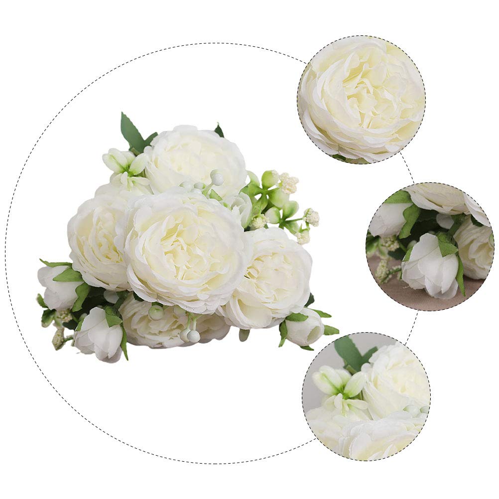 ABOOFAN 1pc White Artificial Silk Rose Bouquet - Realistic Fake Roses for Wedding, Banquet & Photo Props - Perfect for Romantic Decor, Home Centerpieces and Special Occasions