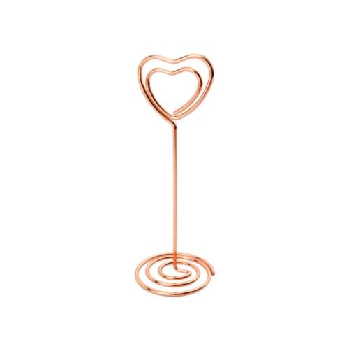10 Pack Heart Shaped Table Number Card Holders - Rose Gold Photo Stands for Wedding, Birthday, Christmas Party Decorations - Perfect for Place Cards, Menu Clips, Office Desk Memo Notes & Holiday Decor