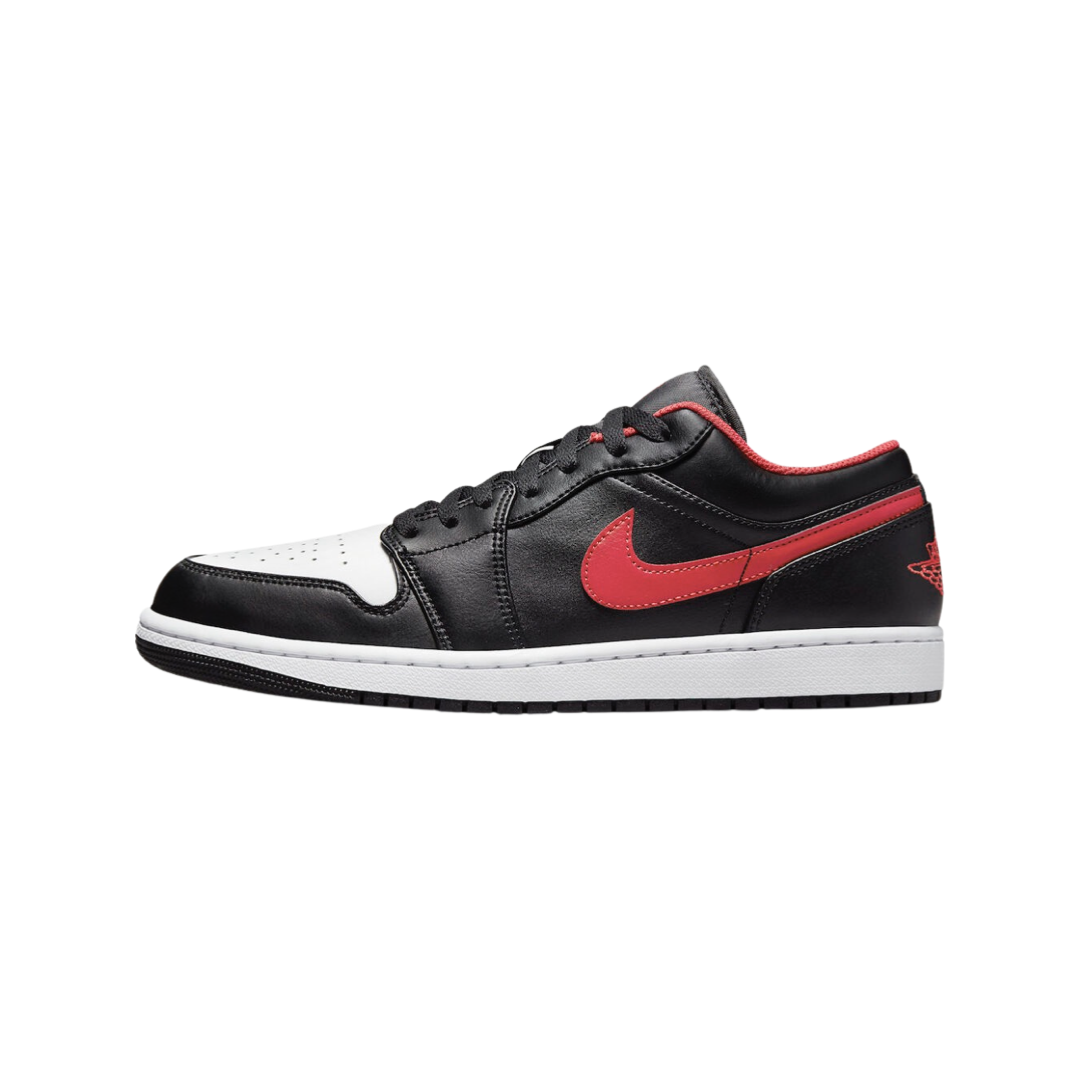 Air Jordan 1 Low Sneakers - White, Black & Fire Red Colorway | Men's Basketball Shoes for Casual Wear & Street Style