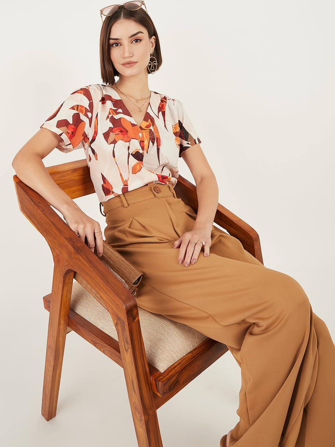 ALL YOURS Women's Satin Shirt Blouse - Elegant Floral Print Office Wear Tops for Work & Casual Outfits | Perfect for Business Meetings, Date Nights & Spring Fashion