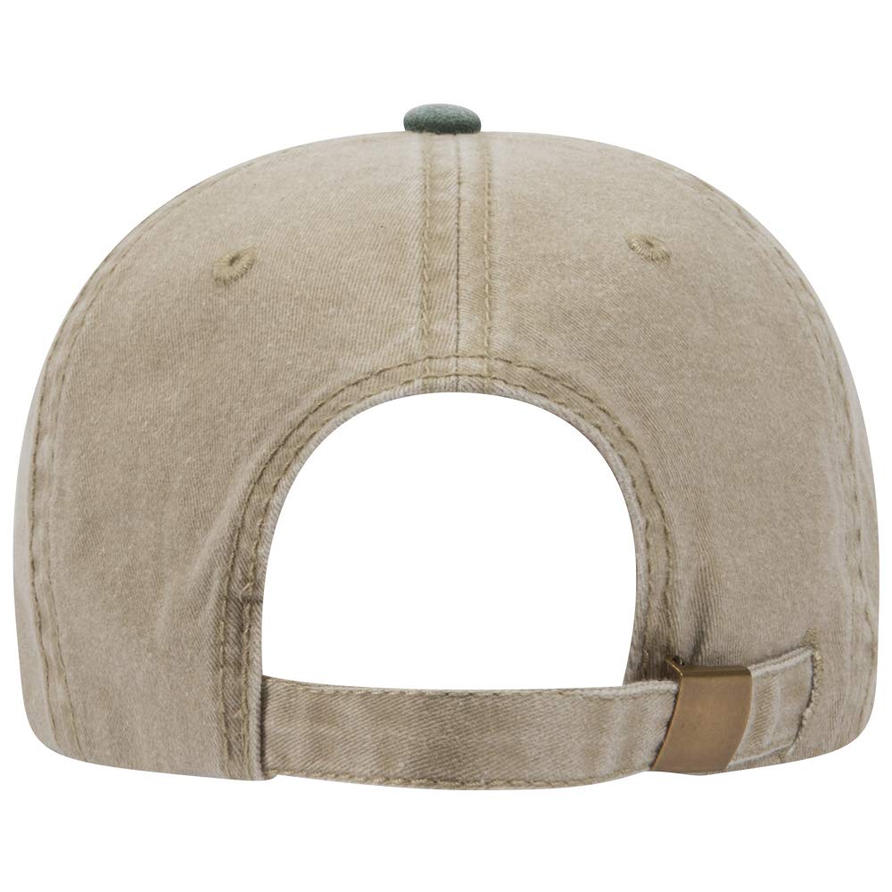 Ottocap Garment Washed Pigment Dyed Denim Dad Hat - Dark Green/Khaki | Low Profile Six-Panel Design | Wholesale Bulk Discounts | Perfect for Casual Wear, Outdoor Activities & Street Fashion