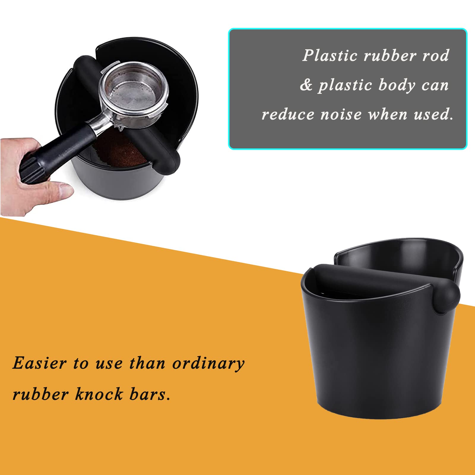 Ailelan 4.8 Inch Espresso Knock Box - Durable Barista Style Coffee Grounds Bin with Shock-Absorbent Design, Removable Knock Bar & Non-Slip Base - Perfect for Home & Commercial Coffee Stations (Round)