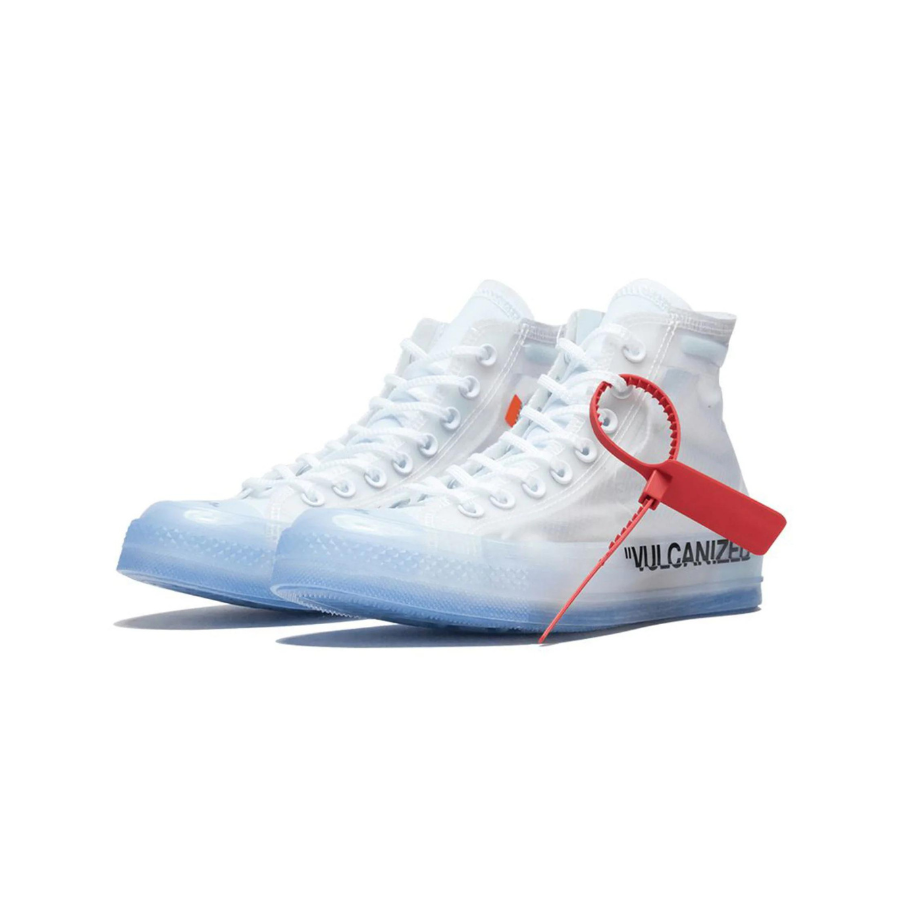 Converse Chuck Taylor All Star High Top Sneakers - Vulcanized Off-White & Ice Blue Canvas Shoes for Men & Women | Casual Wear, Street Style, Skateboarding