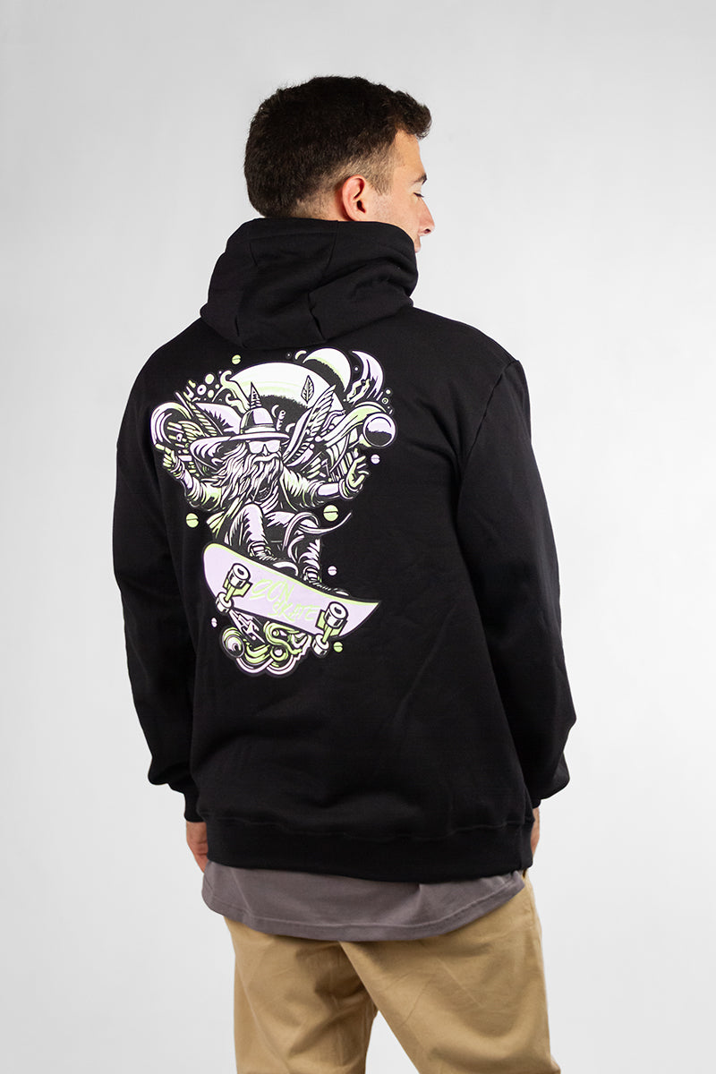 Men's Fitz Roy Black Hoodie 601H1 - Warm Fleece-Lined Pullover for Outdoor Hiking & Casual Wear