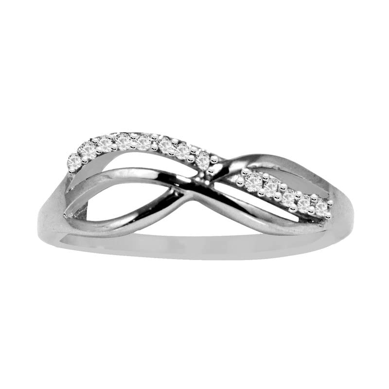 Moissanite Diamond 925 Sterling Silver Infinity Stackable Bar Ring for Women - Elegant Wedding, Anniversary, or Everyday Jewelry Gift