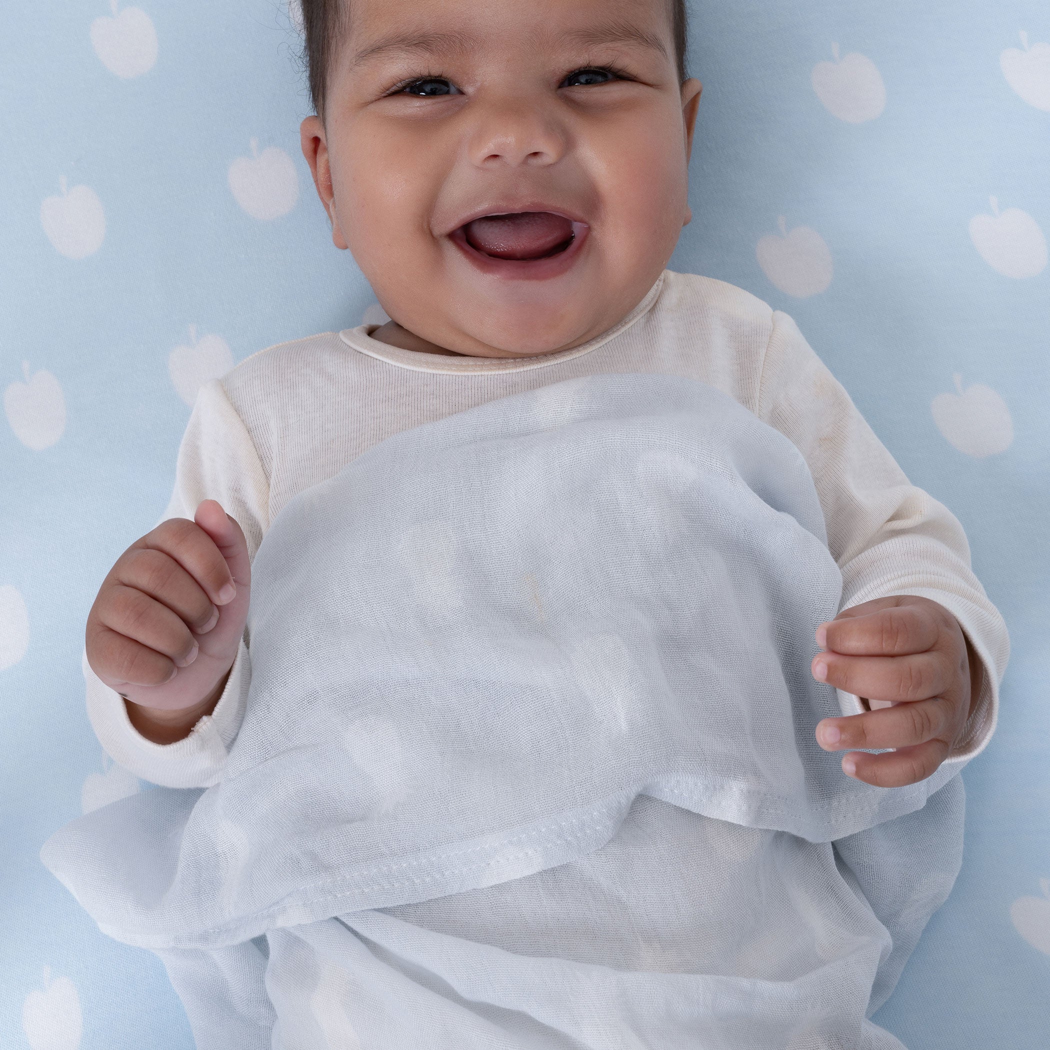 Nordic Sorbet 3-Pack Muslin Baby Swaddle Wraps - Apple & Pineapple Print - Soft Breathable Blankets for Newborns & Infants - Perfect for Swaddling, Nursing, and Stroller Outings