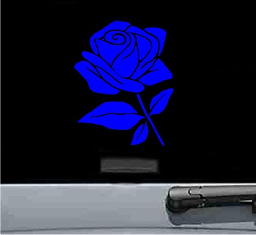 JS Artworks Blue Rose Flower Vinyl Decal Sticker - Waterproof DIY Wall Art for Laptop, Car, Phone & Home Decor