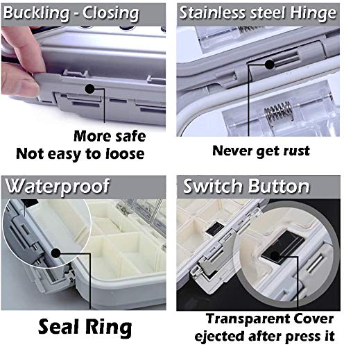 Waterproof Portable Fishing Tackle Box Organizer - Plastic Storage Box for Lures, Hooks, Trout Gear & Jewelry - Compact Utility Box for Fishing, Camping & Outdoor Adventures