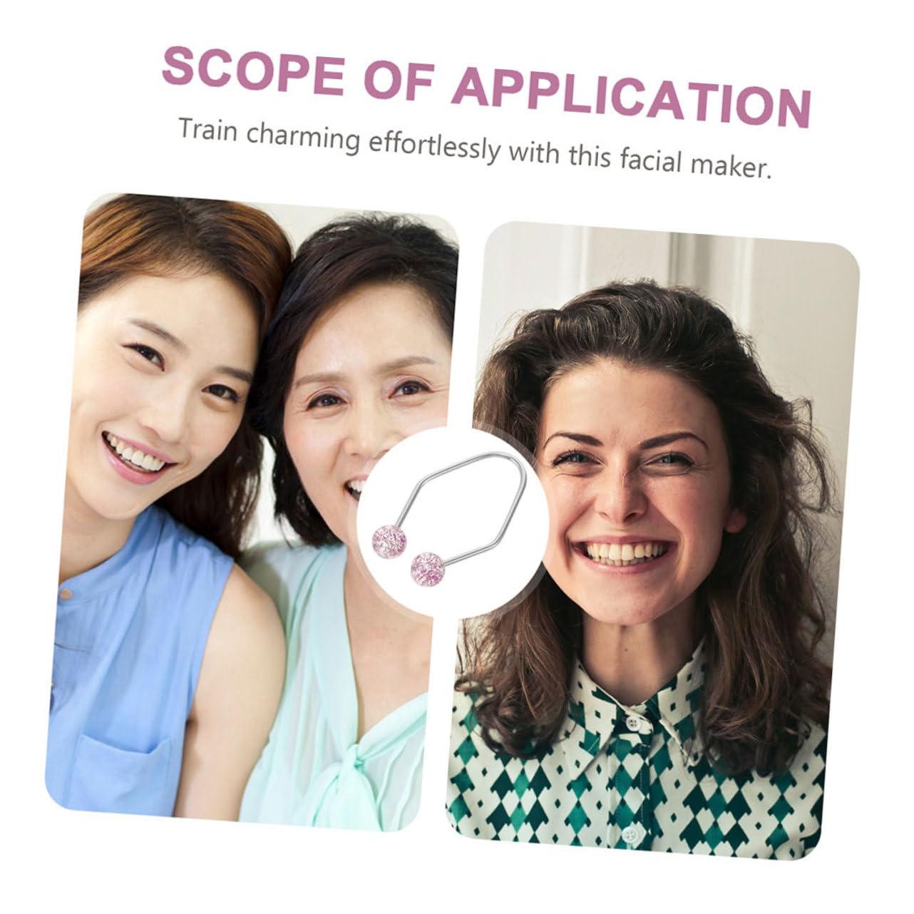 2pcs Dimple Trainer Face Exerciser Tools - Natural Dimple Makers for Jawline & Facial Contouring - Purple Imitation Pearls Design for Smile Enhancement & Face Shaping - Perfect for Daily Facial Exercises & Beauty Routine