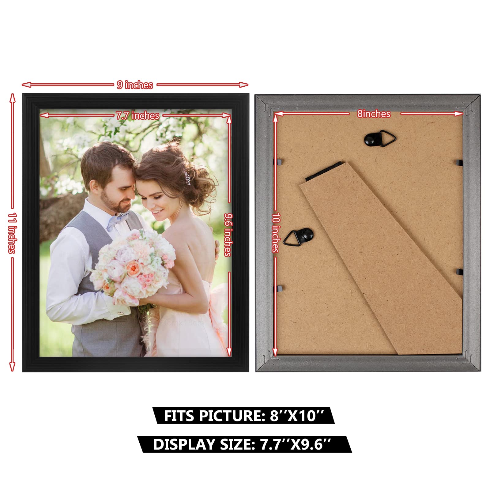 PECULA 2 Pack 8x10 Black Picture Frames - Wall Mount & Tabletop Photo Frames with Clear Glass Display - Perfect for Home Decor, Office, Gallery & Gift Giving