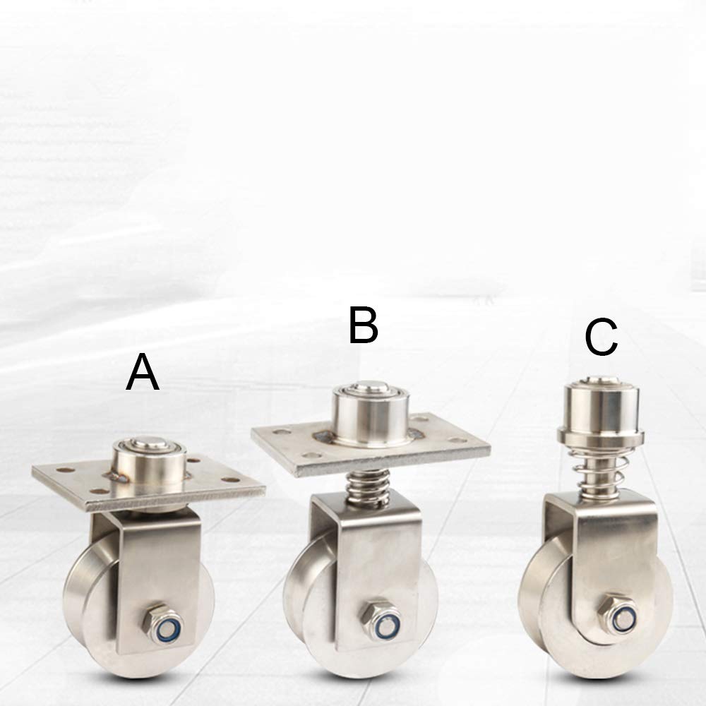 Heavy Duty Sliding Gate Wheels - Stainless Steel V Groove Caster with Spring Loaded Track - 68mm Rolling Gate Wheels (550 Lbs Capacity) - Perfect for Barn Doors, Driveway Gates & Industrial Applications