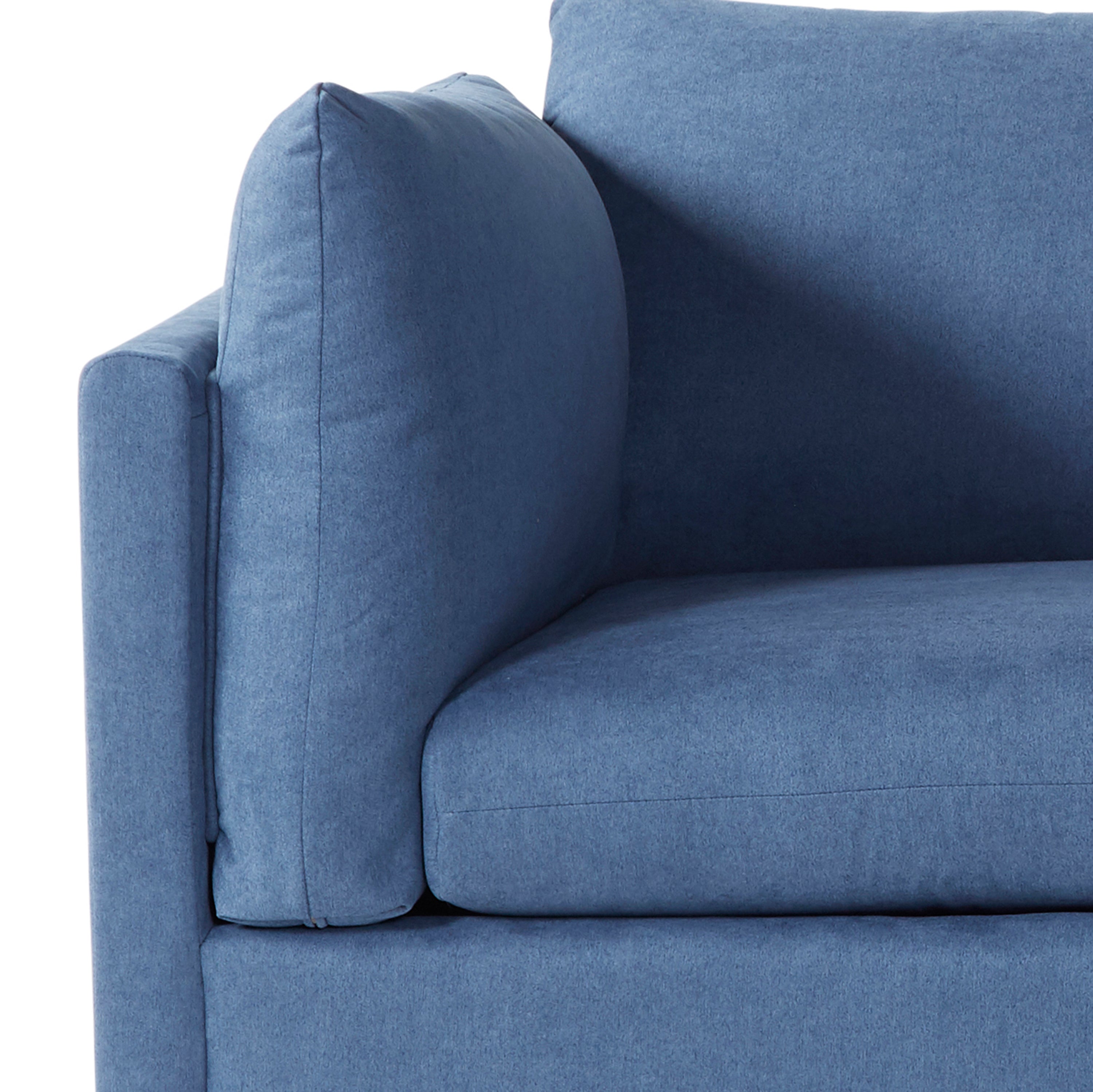 Roundhill Furniture Enda Pillow Back Fabric Sofa - Navy Blue Modern Living Room Couch for Small Spaces & Apartments | Comfortable Sectional Sofa for Relaxing, Entertaining & Family Gatherings