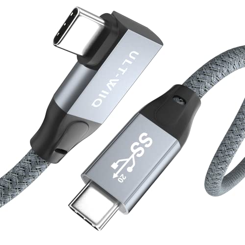 High-Speed USB C 3.2 Gen 2x2 Cable 100W 20Gbps - 90° Right Angle USB-C to USB-C Cable with E-Marker - Supports 4K@60Hz, Thunderbolt 3/4, PD Fast Charging - Compatible with MacBook Pro, iPad Pro, Dell XPS, iMac, Oculus Quest - 6.6ft Durable Charging & Data Transfer Cable for Home, Office & Gaming