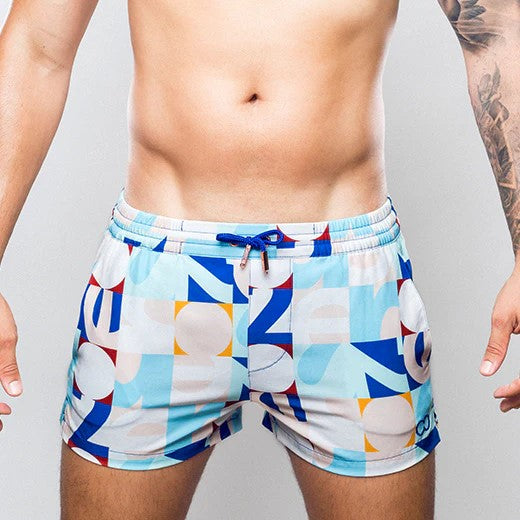 2eros Insignia 3 Swim Shorts for Men - Quick Dry Blue Swim Trunks with UPF Protection - Perfect for Beach, Pool & Summer Vacations