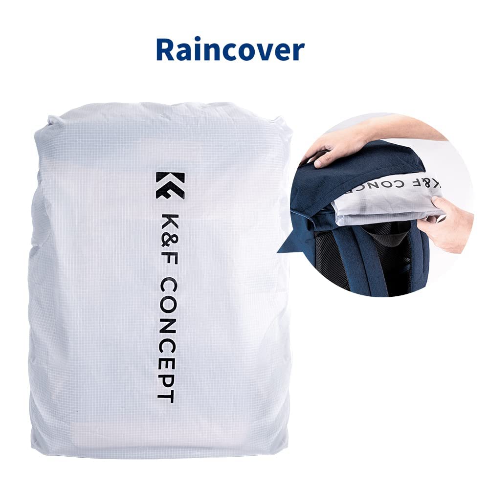K&F Concept Professional DSLR Camera Backpack - Waterproof Travel Photography Bag with Tripod Holder, Laptop Compartment & Rain Cover - Perfect for Outdoor Shooting, Travel & Hiking (Black)