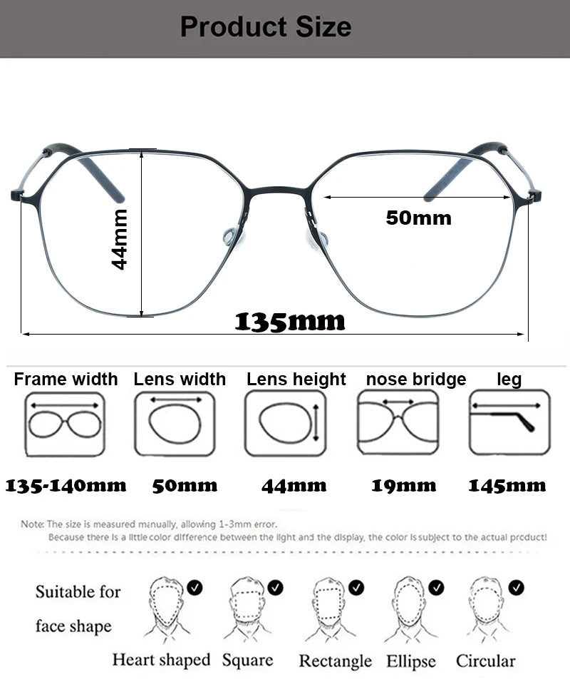 Aimee Women's Full Rim Polygon Screwless Titanium Eyeglasses 25505 - Lightweight & Durable Frame for Work, Reading & Everyday Fashion