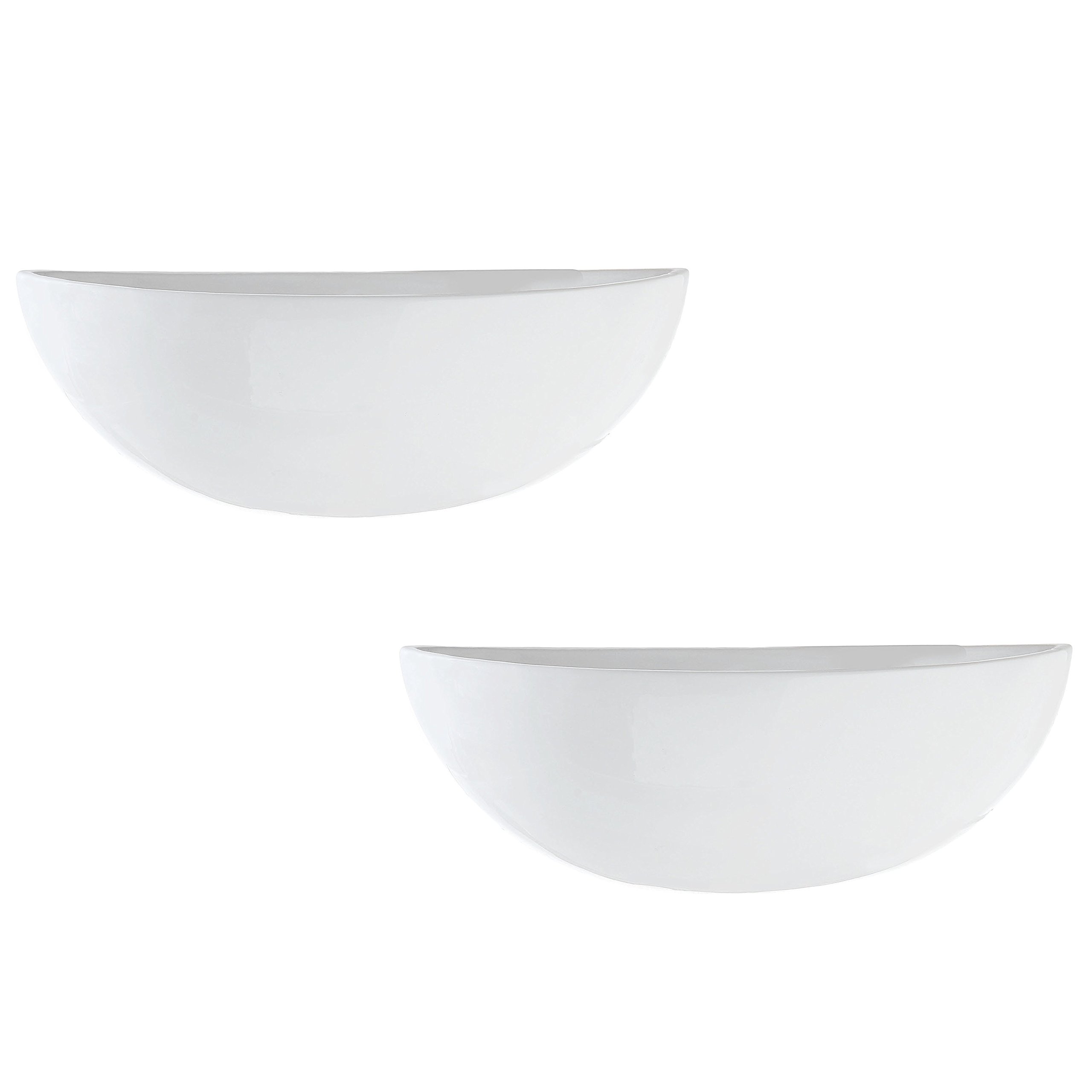 MyGift Set of 2 White Ceramic Hanging Wall Planters - Indoor Succulent & Herb Planters with Half Bowl Design | Perfect for Kitchen, Bathroom Decor & Small Space Gardening