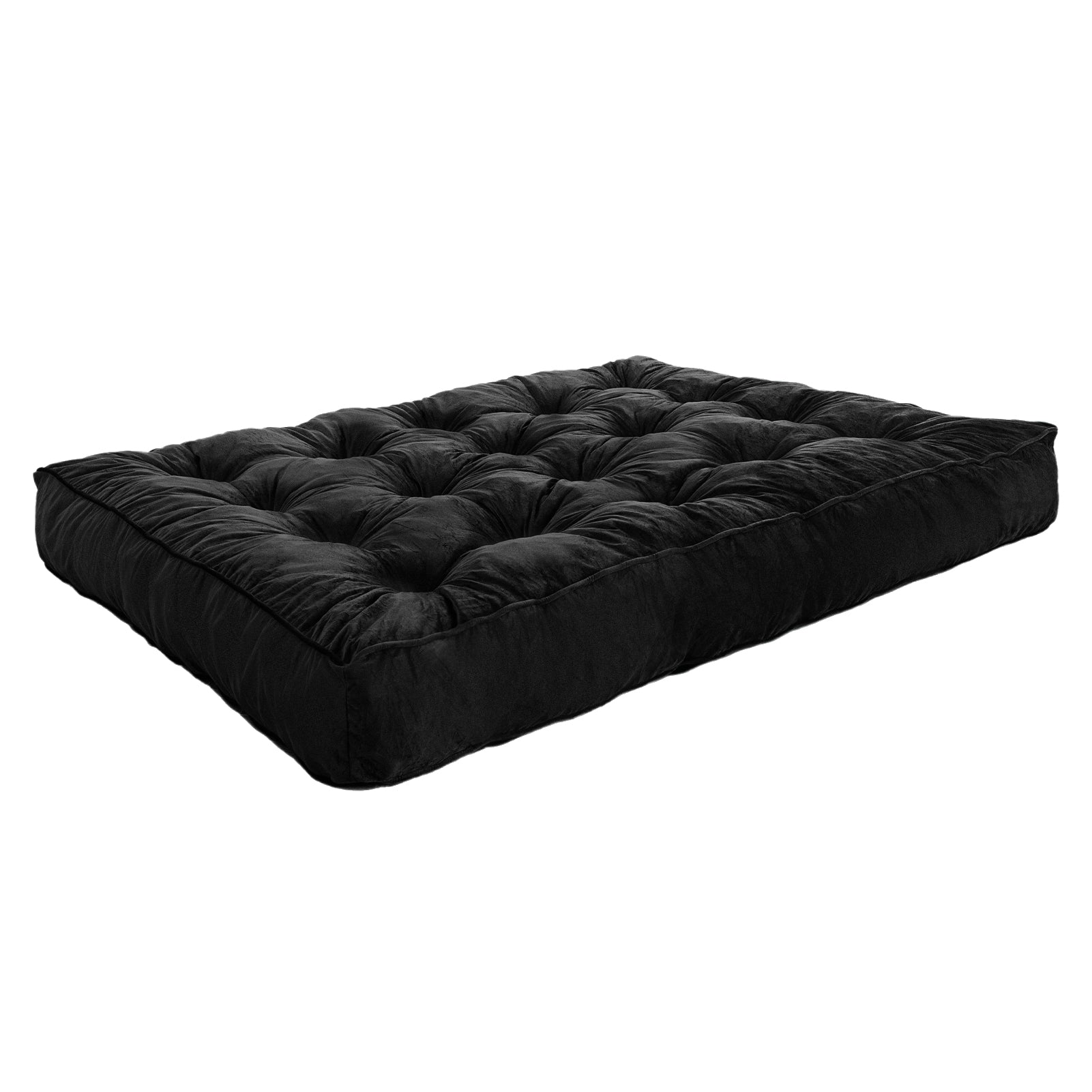 MAXYOYO 8-Inch Thick Velvet Tufted Futon Mattress for Sofa Bed - Luxurious Comfort for Adults (Mattress Only, Black) - Perfect for Small Spaces, Guest Rooms & Studio Apartments