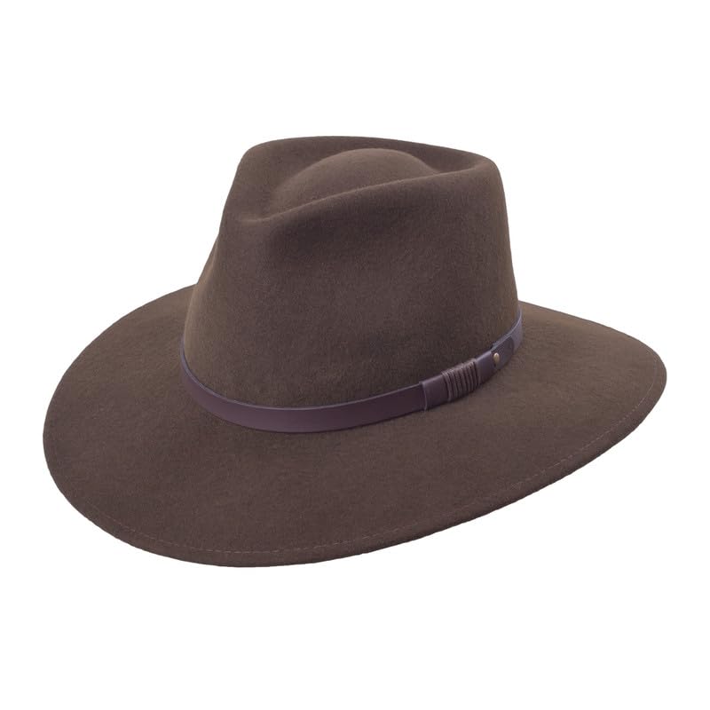 Bigalli 100% Wool Felt Outback Hat - Waterproof Cowboy Hat for Outdoor Adventures