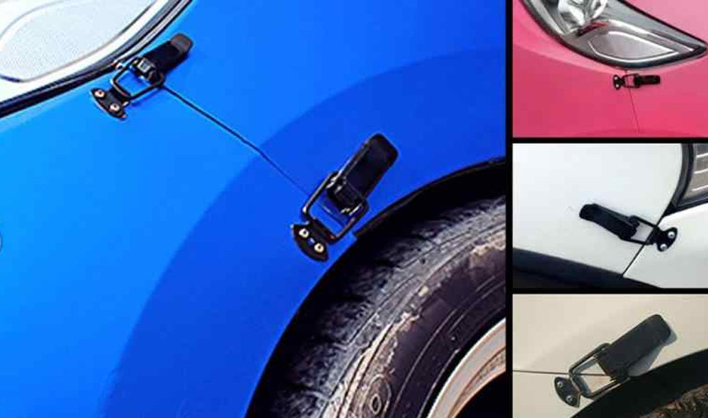 4-Piece Black Carbon Fiber Quick Release Hood Latch Kit - Durable Bumper & Hood Lock Clips for Cars, Trucks & SUVs - Easy Installation & Secure Fit for Racing, Off-Road & Custom Builds