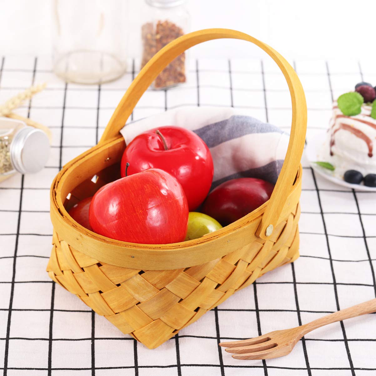 Handmade Rattan Storage Basket with Handle - Small Woven Wooden Container for Home Organization | Perfect for Bathroom, Bedroom, and Kitchen Storage