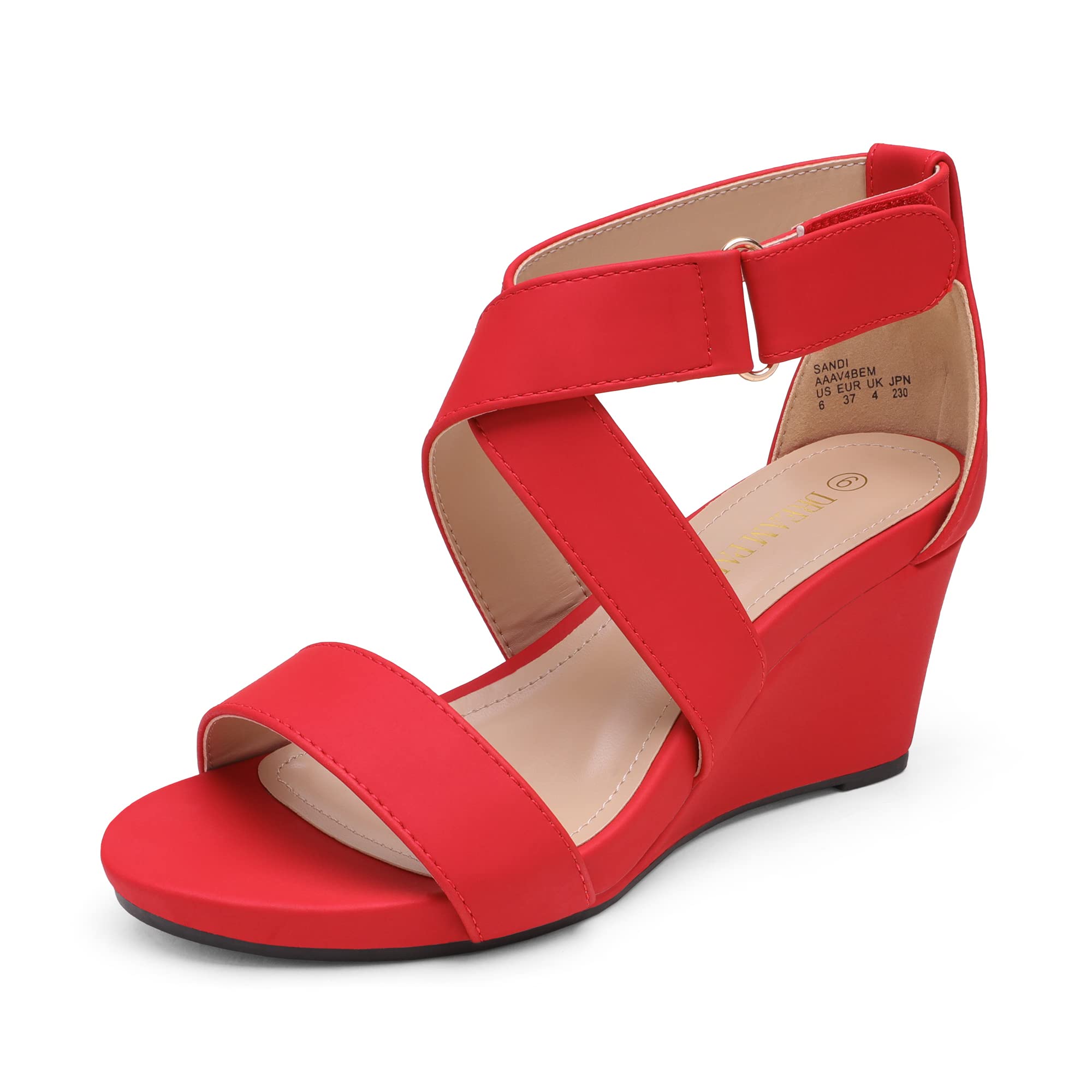 DREAM PAIRS Women's Comfortable Elastic Ankle Strap Wedge Sandals - Summer Beach Walking, Casual Outfits, Vacation Shoes