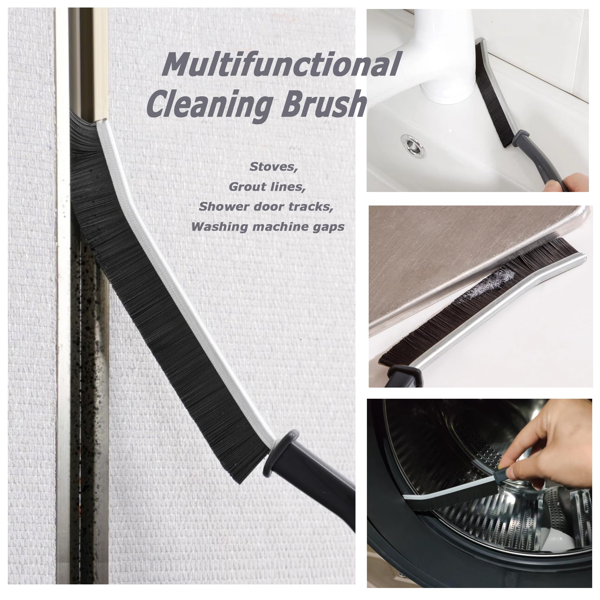 2PCS Hard Bristle Crevice Cleaning Brush Set - Multi-Purpose Gap & Grout Cleaning Tool for Tight Spaces - Perfect for Kitchen, Bathroom Tiles, Car Interiors and Hard-to-Reach Areas