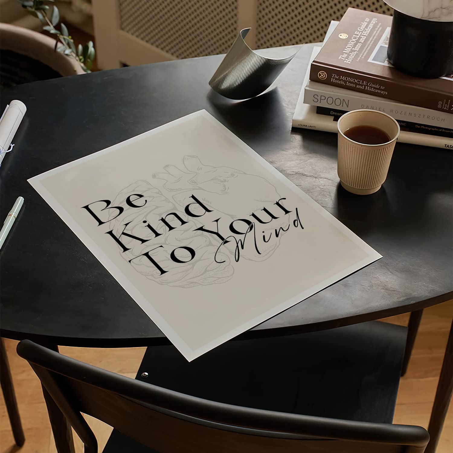 LOLUIS Mental Health Gift - Inspirational Positive Quotes Poster Artwork for Therapy, Office & Home Decor (Be Kind To Your Mind, Custom Frame Options) | Wall Art for Counseling Rooms, Bedrooms & Workspaces