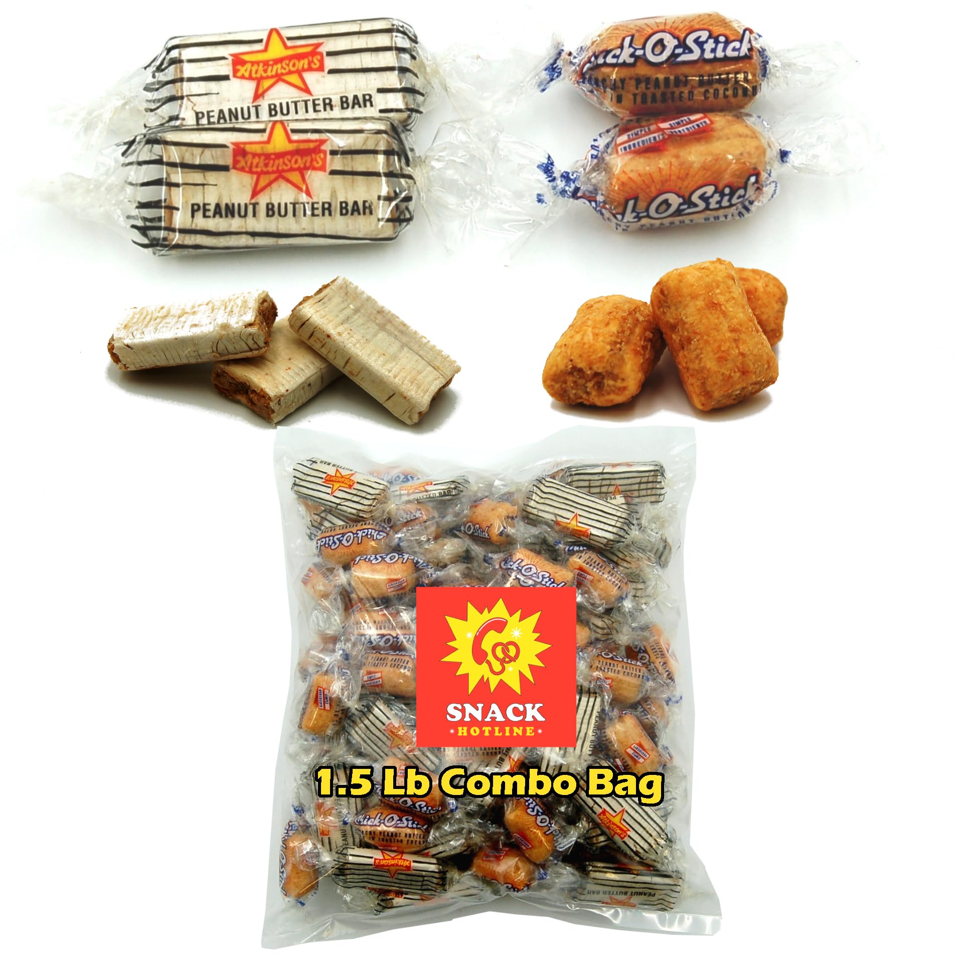 1.5 Lb Bulk Bag of Chick-O-Stix Nuggets & Peanut Butter Bars - 50/50 Mix of Crunchy Candy - Individually Wrapped, Fresh & Delicious - Perfect for Parties, Snacking & Gift Baskets