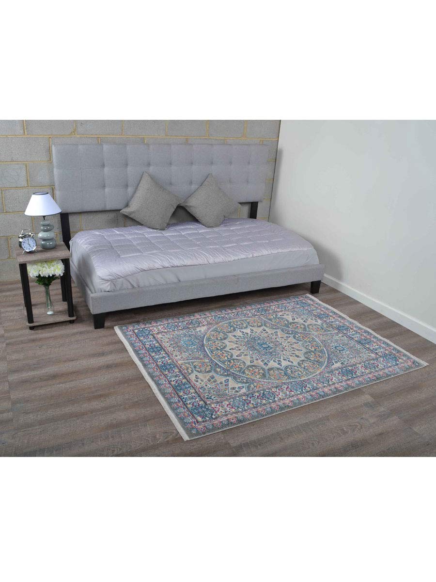10 x 13 ft Machine Woven Crossweave Polyester Oriental Rectangle Area Rug - Multi-Color Non-Slip Living Room Rug for Home Decor, Bedroom, Dining Room & Office
