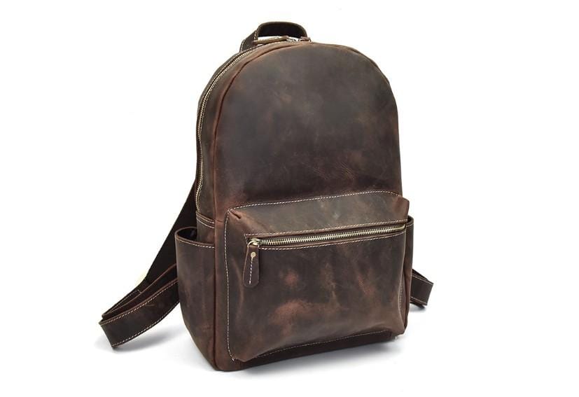 Stylish Women's & Men's Genuine Leather Laptop Backpack - Professional Work Bag for Office, College & Travel - 15.6 Inch Laptop Compartment with USB Charging Port
