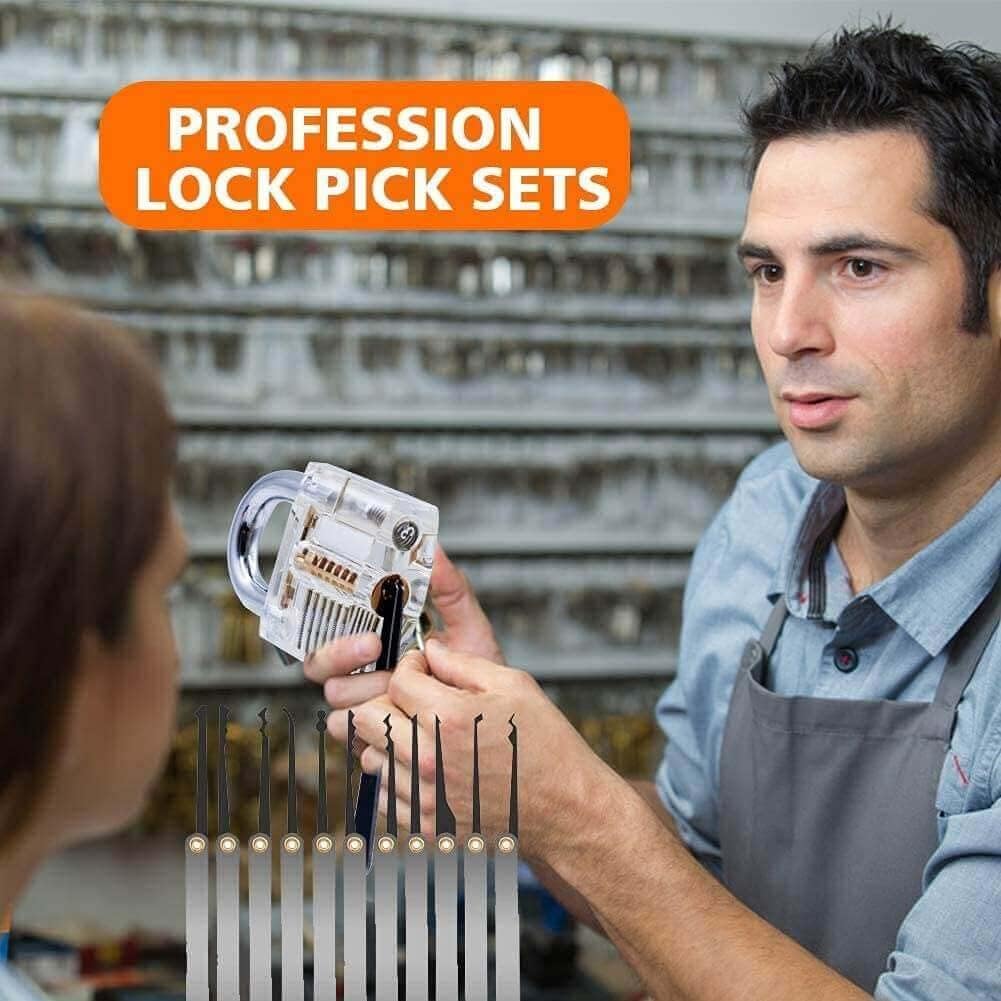 Premium 22-Piece Solid Brass Padlock Repair Tool Kit - High Precision Hook & Pick Set for Lock Maintenance, DIY & Home Security - SC22pcs Black Hand Tool Set with Key - Perfect for Locksmiths, Homeowners & Emergency Lockout Situations