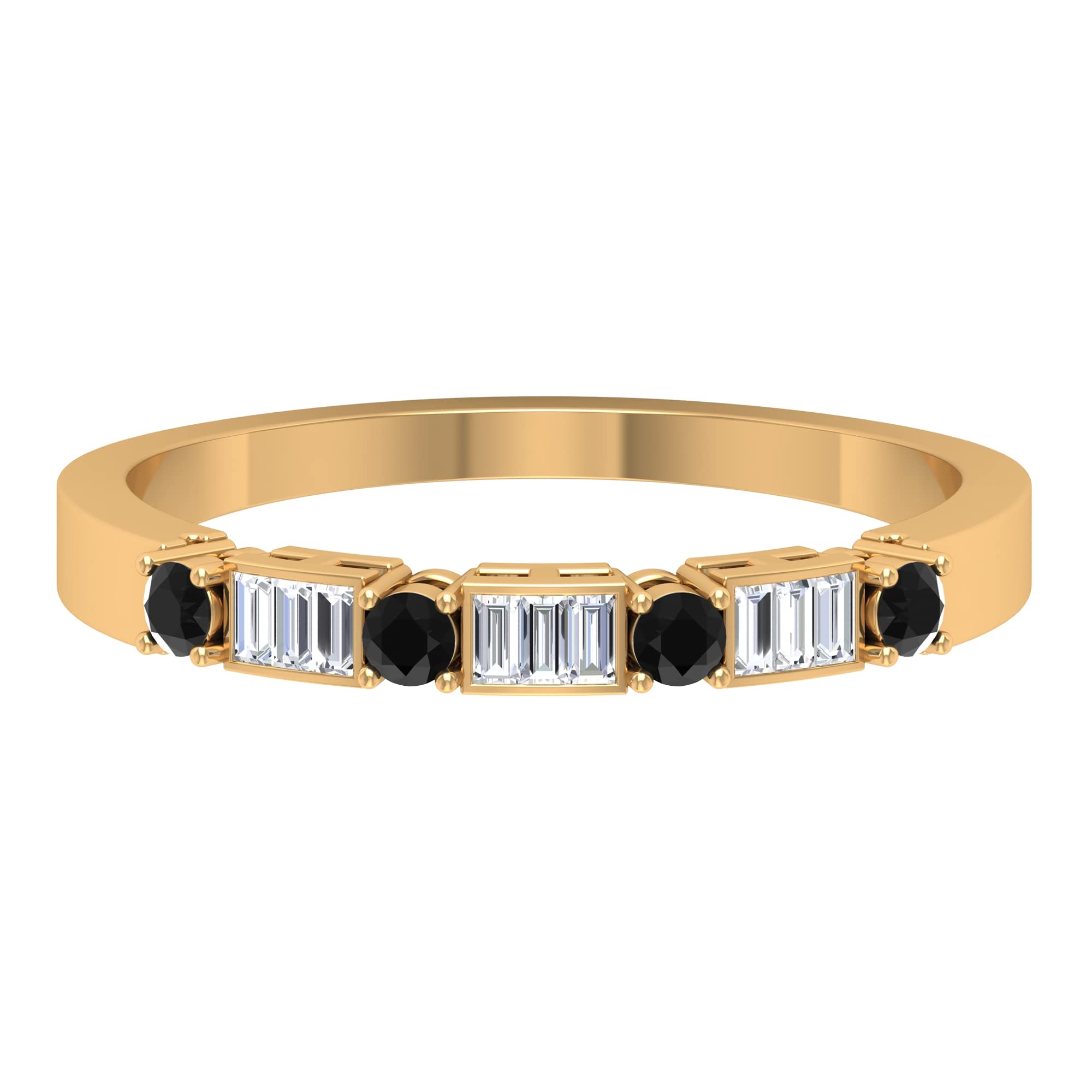 14K Solid Gold Black Onyx Stackable Ring - Minimalist & Simple Black Onyx Diamond Ring for Women - Perfect for Everyday Wear, Gift Giving & Special Occasions