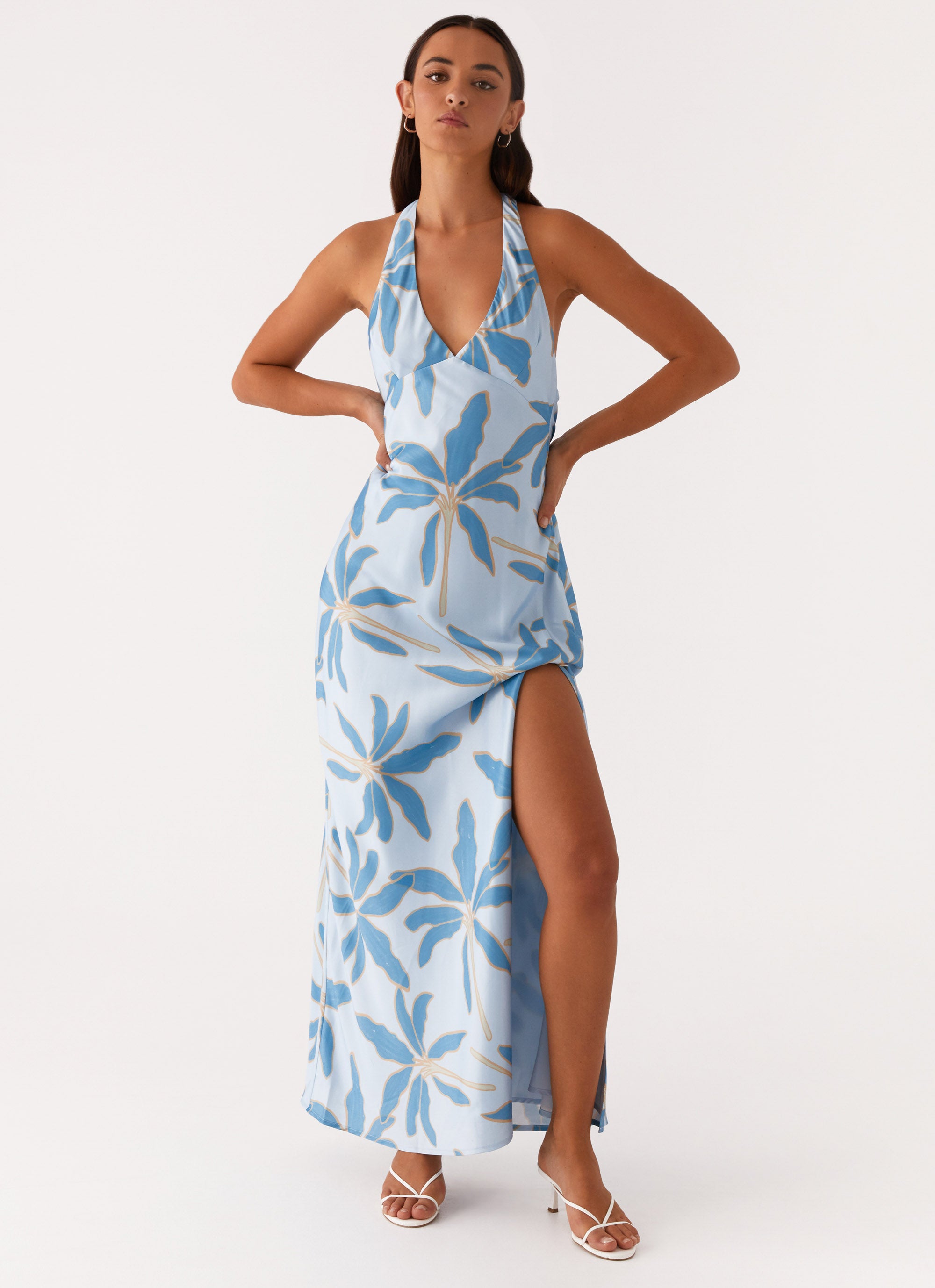 Angie Maxi Dress in Opulent Blue - Elegant Long Flowy Women's Dress for Summer, Beach, and Special Occasions