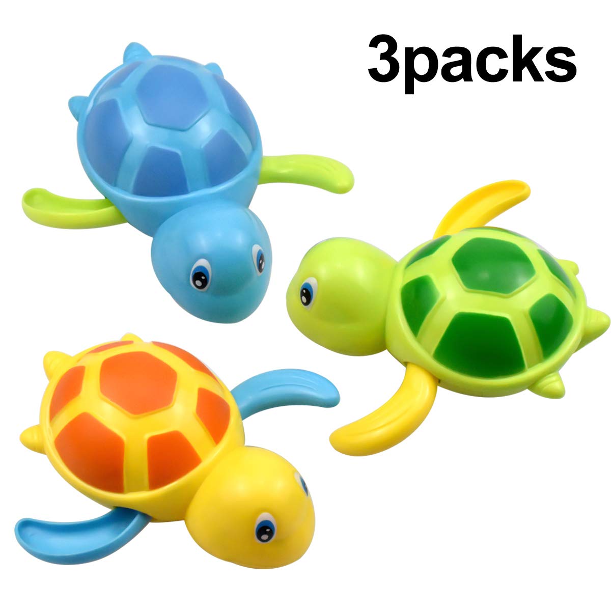 Cozlly 3PCS Wind Up Bath Toys for Babies - Swimming Turtle Water Toys for Toddlers, Fun Bathtime Shower Toys for Boys & Girls (301-05197) - Perfect for Bathtime Fun, Sensory Play & Early Learning Development