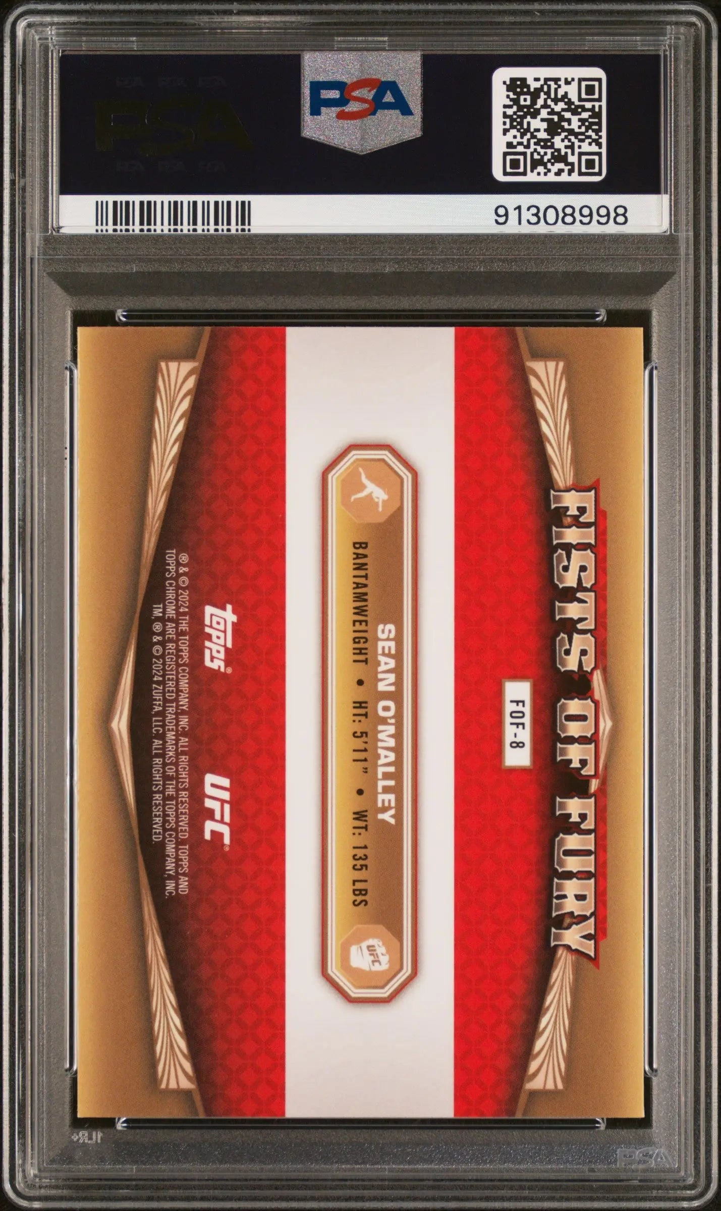 2024 Topps Chrome UFC Fists of Fury Sean O'Malley #FOF8 PSA 9 Graded Trading Card - Collectible Sports Memorabilia for UFC Fans & Card Collectors