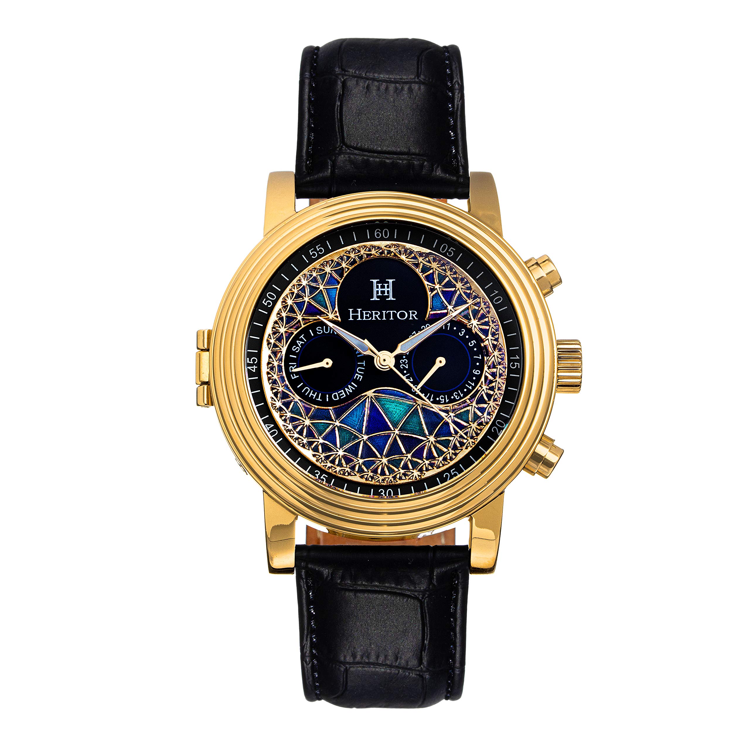 Heritor Automatic Legacy Men's Watch with Genuine Leather Band & Day/Date Display - Perfect for Business, Formal Events & Everyday Wear
