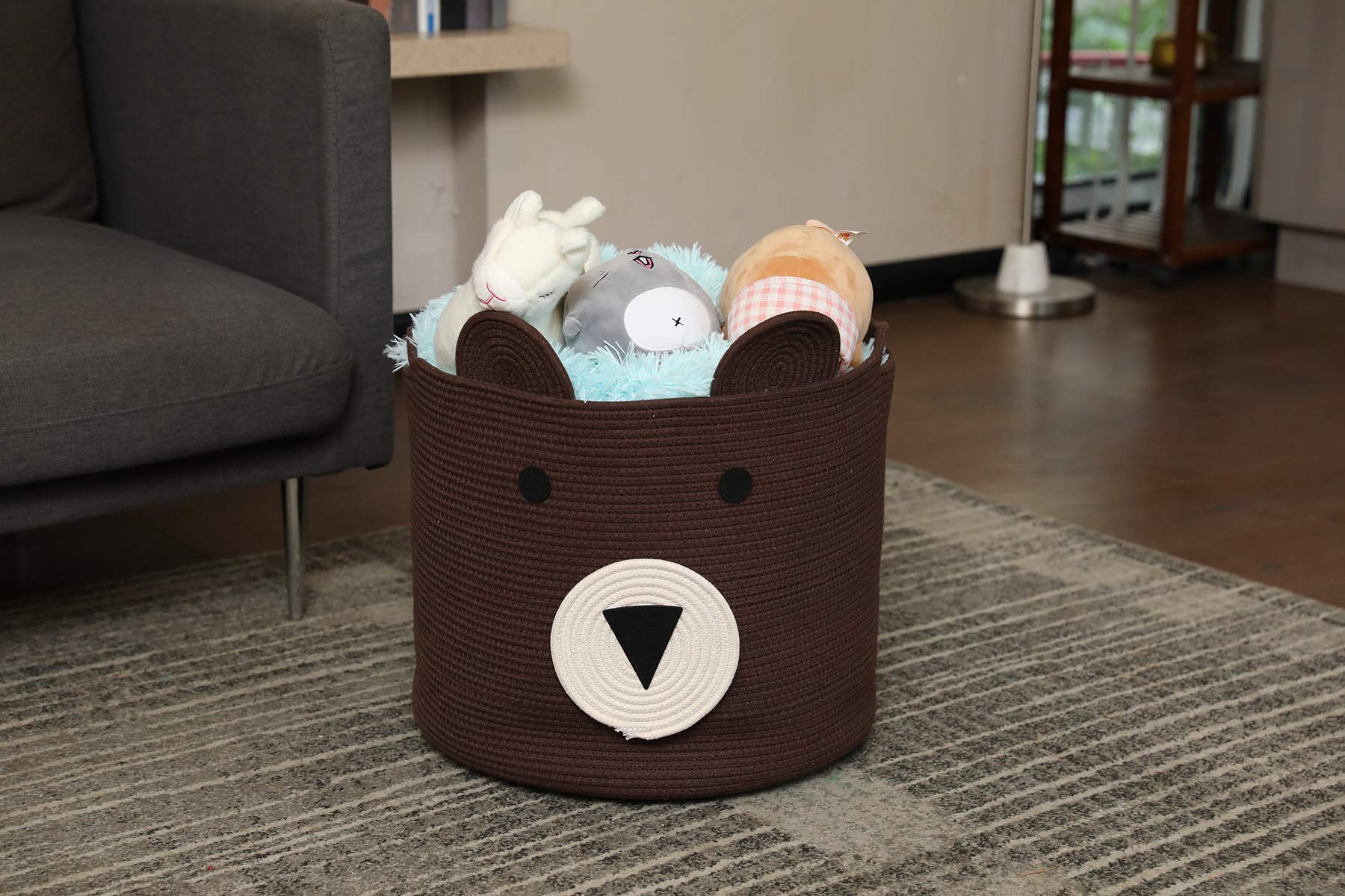 Large Cotton Rope Storage Basket - 18x15 Inch Woven Laundry Hamper & Cloth Organizer for Bedroom, Living Room, Nursery (Brown) | Perfect for Blanket Storage, Toy Organization & Home Decor