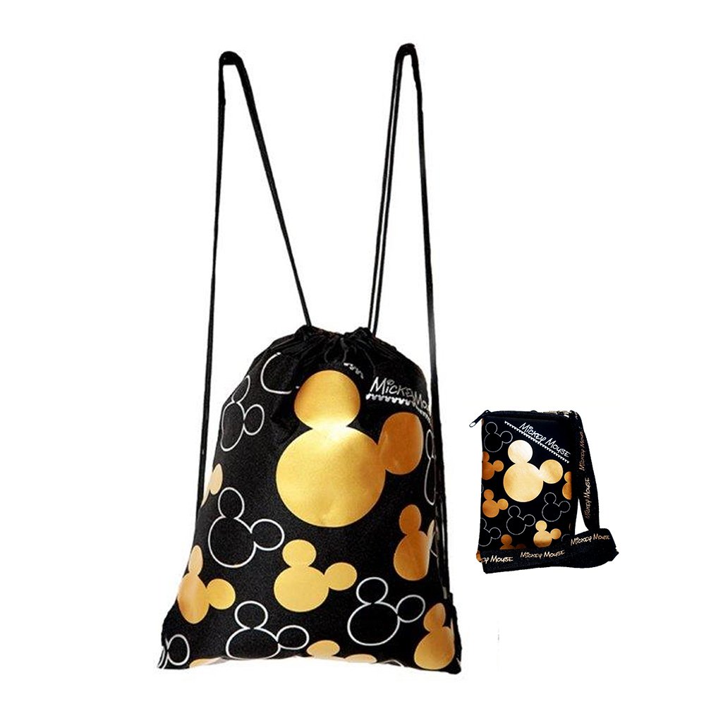 Disney Mickey Mouse Drawstring Bags & Lanyards 4 Pack - Perfect for Theme Parks, School, Work & Events