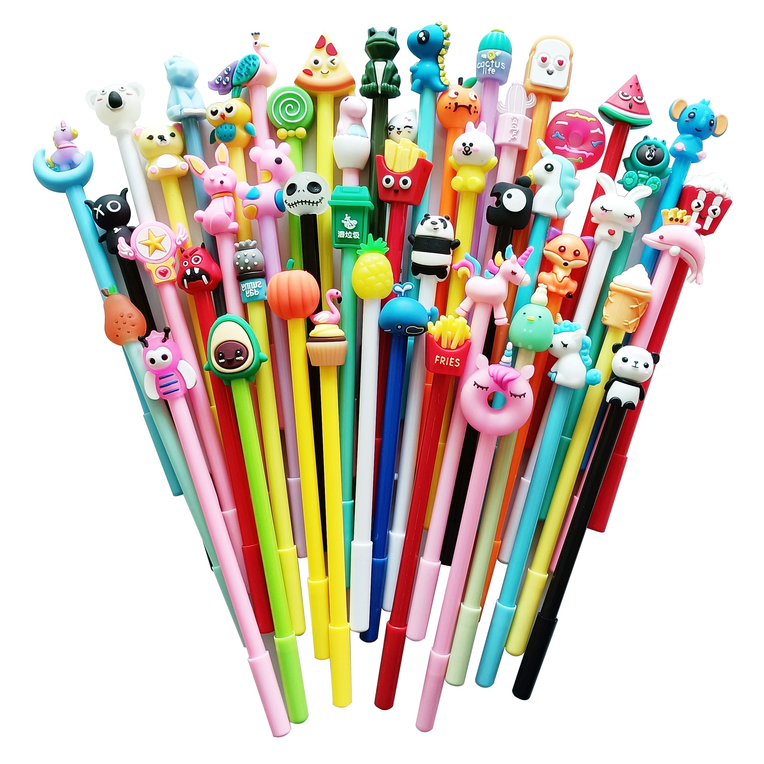 Sencoo Cute Cartoon Black Gel Ink Pens - 100 Pack with 100 Refills & Notebook - Kawaii School Supplies for Students, Birthday Gifts, Kids Prizes - Perfect for Writing, Note Taking, Homework & Classroom Activities