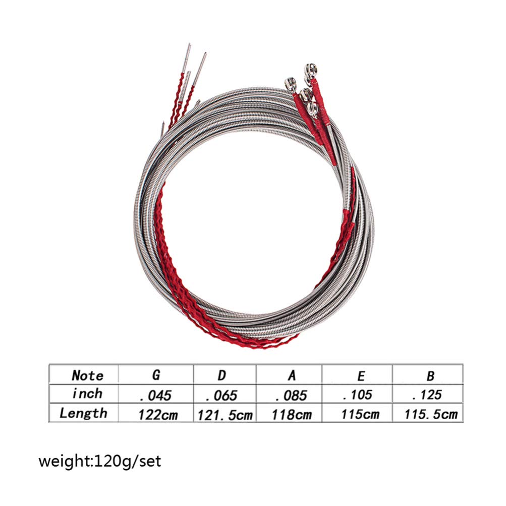 Professional 5-String Bass Guitar Strings Set - Metal Replacement Strings for Bass Guitar (5pcs, Silver) | Perfect for Live Performances, Studio Recording & Practice Sessions