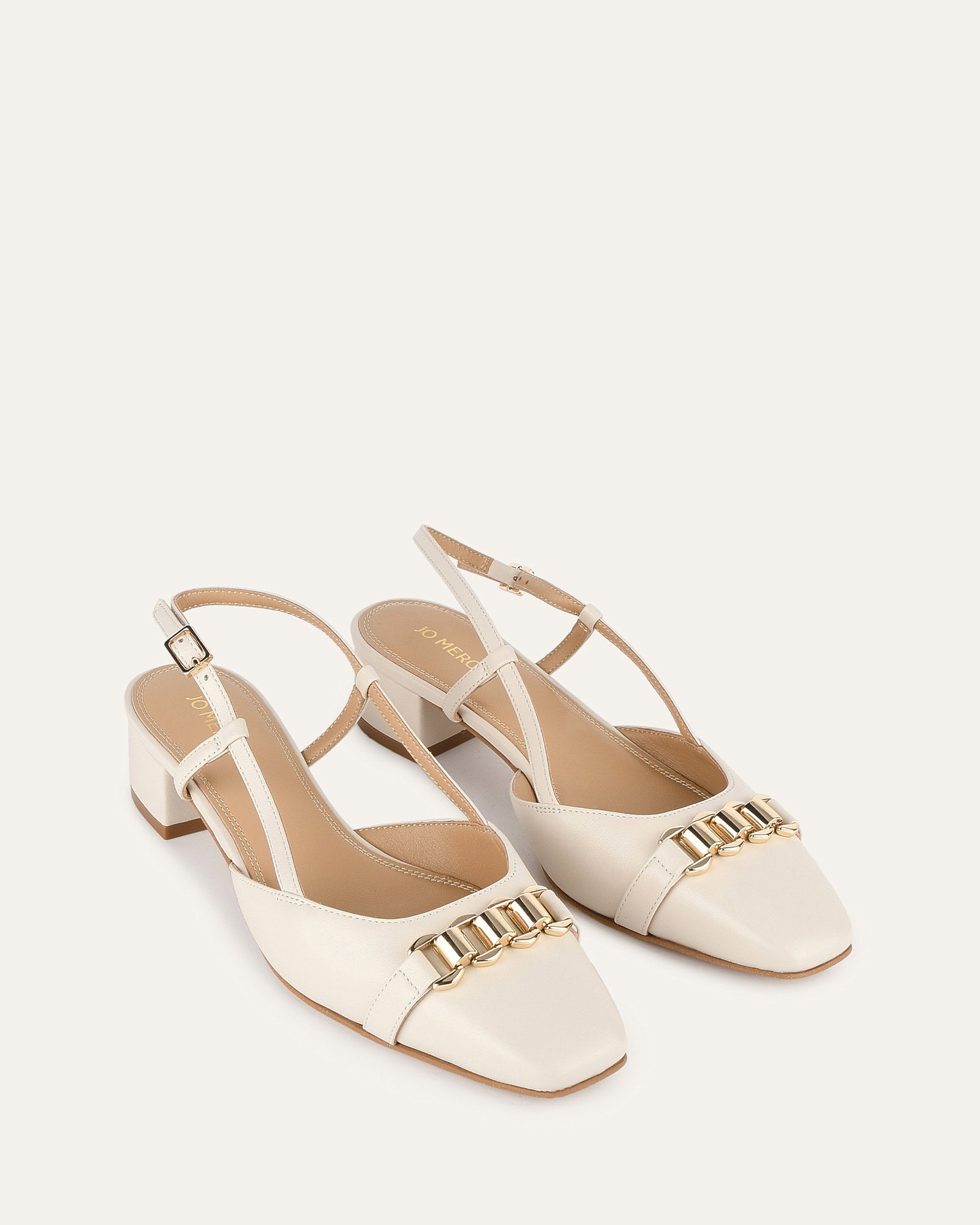 FRANCA Women's Low Heel Leather Pumps in Off-White - Comfortable Office Shoes for Work, Wedding & Daily Wear