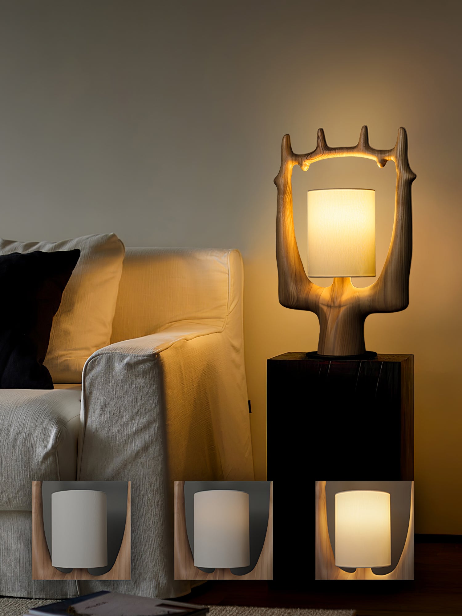 Antler Ring Table Lamp - Rustic Deer Horn Nightstand Light for Bedroom, Living Room, or Cabin Decor - Perfect for Farmhouse, Lodge & Hunting Cabin Ambience
