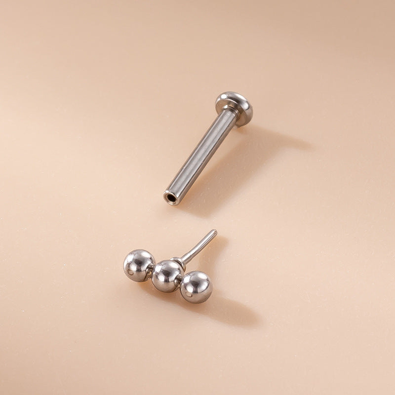 16G Gold Bead Labret Stud Flat Back Earring for Daith Piercing - Hypoallergenic Surgical Steel Jewelry for Cartilage, Helix, and Tragus Piercings | Perfect for Everyday Wear and Special Occasions