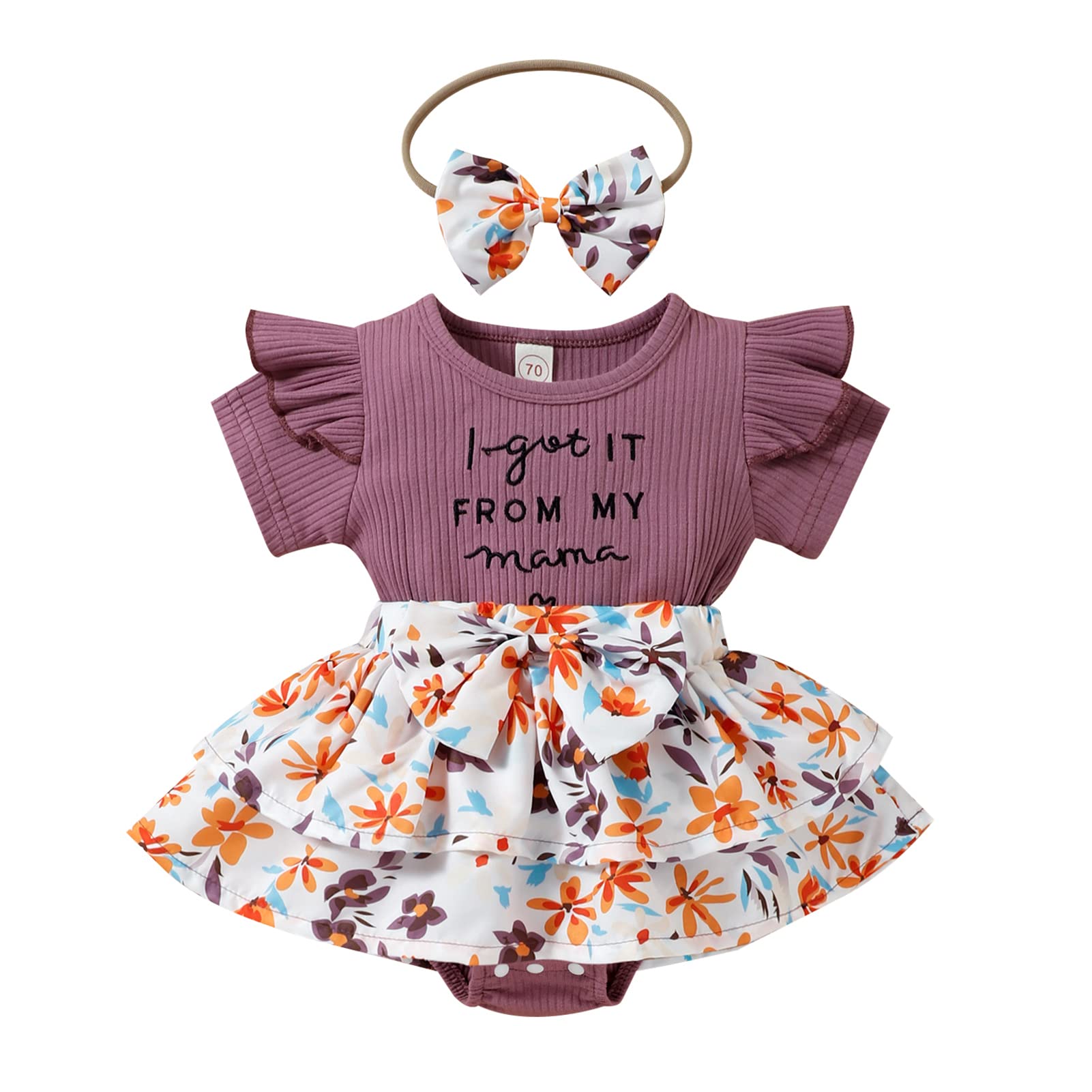 Christmas Baby Girl Outfit - Long Sleeve Floral Romper Dress & Bodysuit Playsuit for Infant Girls | Fall & Holiday Season Wardrobe