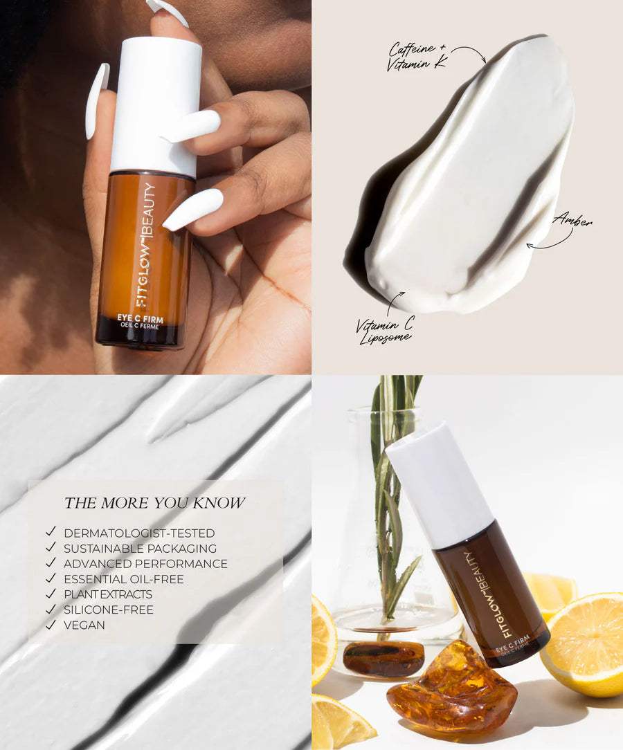 Fitglow Beauty Eye C Firm Vitamin C Eye Cream - Brightening & Anti-Aging Treatment for Dark Circles & Wrinkles | Perfect for Morning & Night Skincare Routine